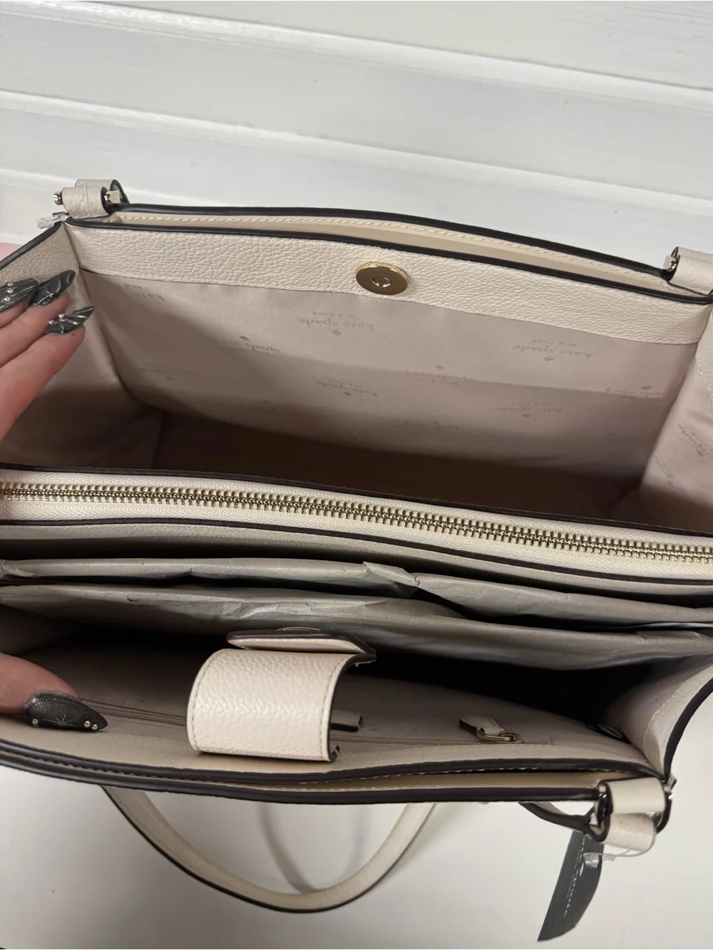 kate spade | Cream Brim Laptop Tote K9441
